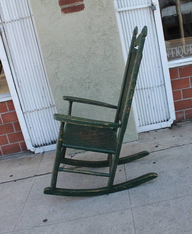 Early 20th Century Original Green Painted Rocking Chair 1