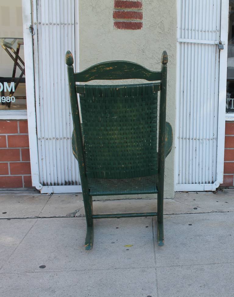 Early 20th Century Original Green Painted Rocking Chair 2