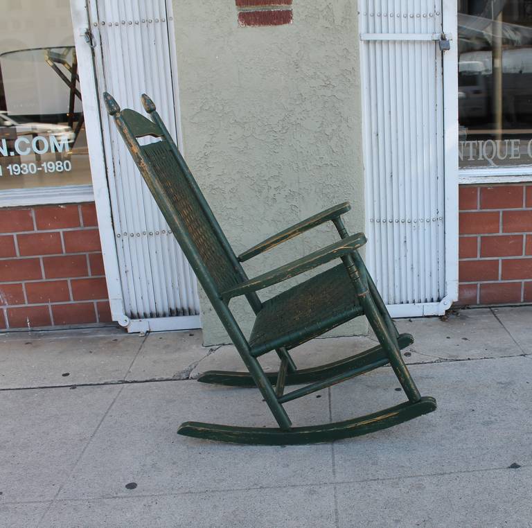 Early 20th Century Original Green Painted Rocking Chair 3