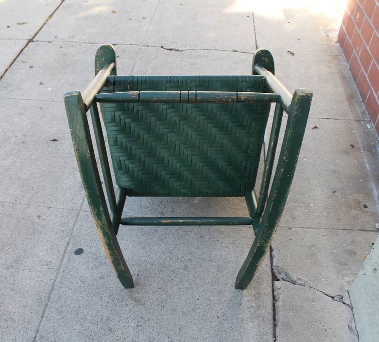 Early 20th Century Original Green Painted Rocking Chair 4