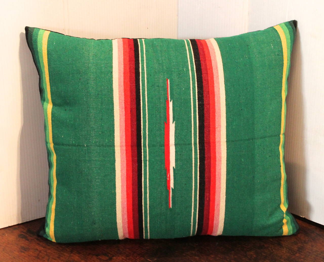 Mexican American Handwoven Serape Pillow For Sale at 1stdibs