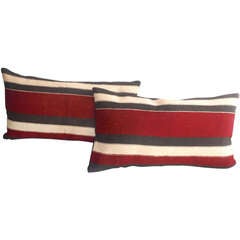 Pair Striped Indian Weaving Bolster Pillows