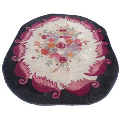 Room Sized Hand-Hooked New England Floral Rug
