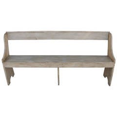 19th Century Farm Bench in Original Cream Painted Surface