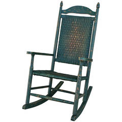 Early 20th Century Original Green Painted Rocking Chair