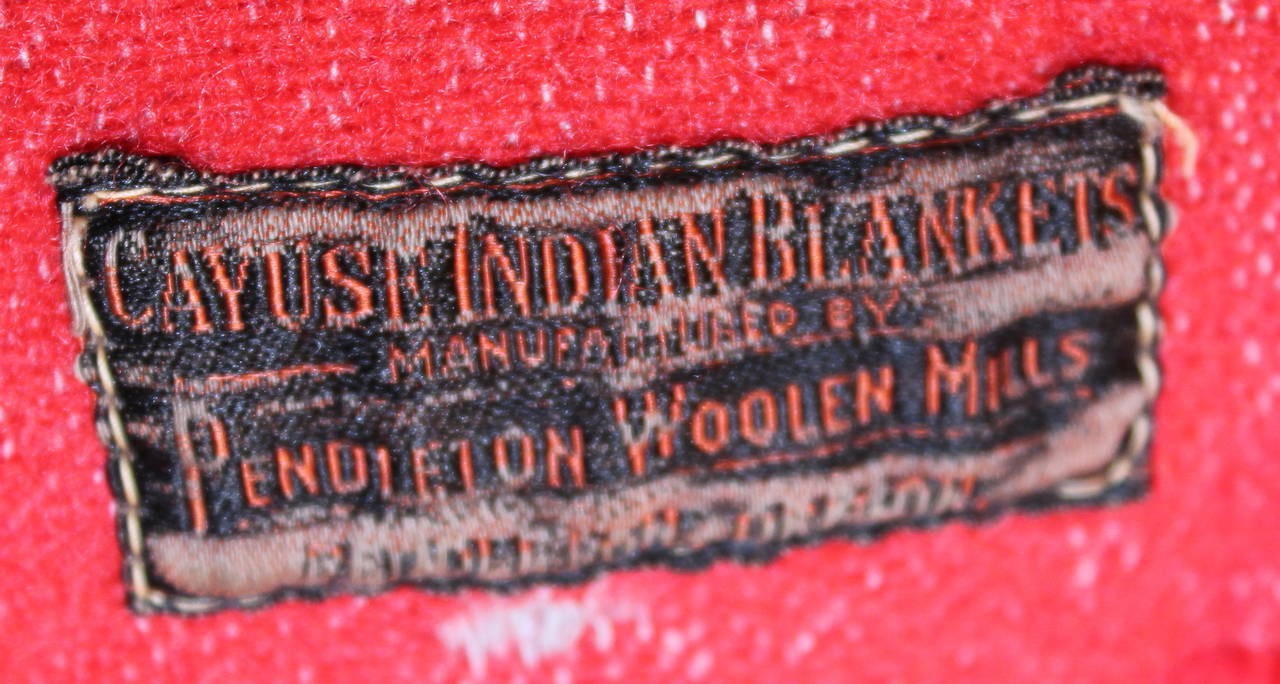 20th Century Rare and Early Pendleton Cayuse Fringed Indian Design Camp Blanket