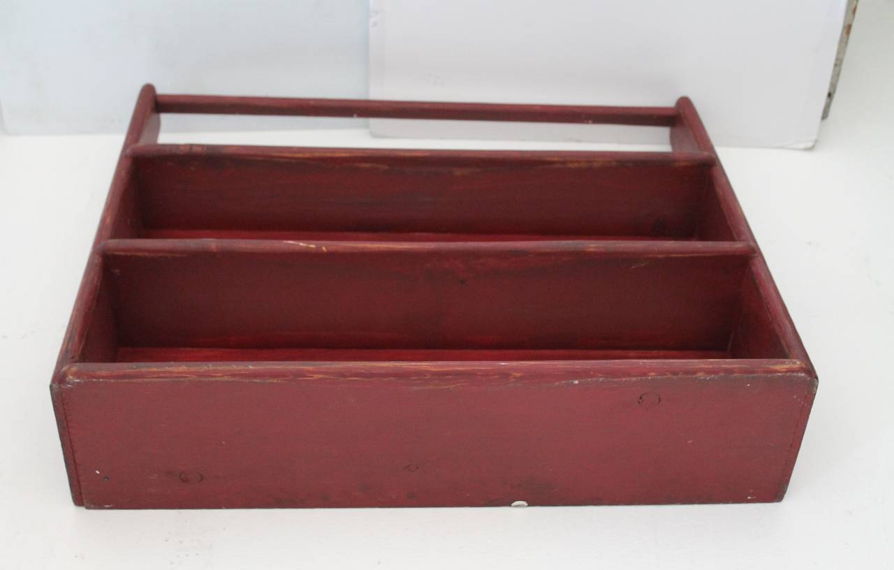 19th Century Original Red Painted Canted Shelf 3