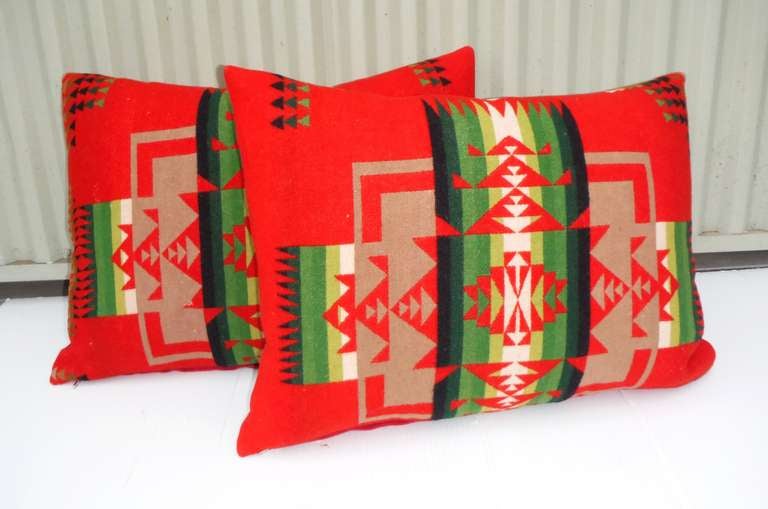 Early Pendleton Indian Design Blanket Pillows