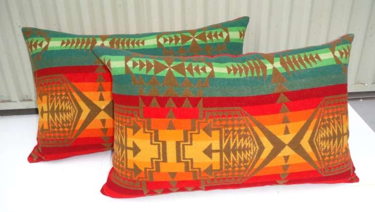 Early Pendleton Indian Design Blanket Pillows