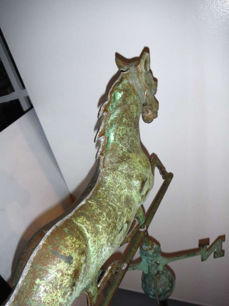 19th Century 19th c. Copper and Iron Running Horse Weathervane