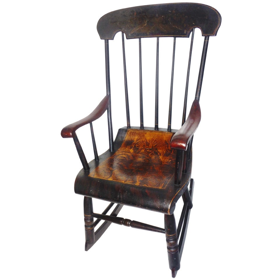 Early 19th Century Original Paint Decorated Rocking Chair