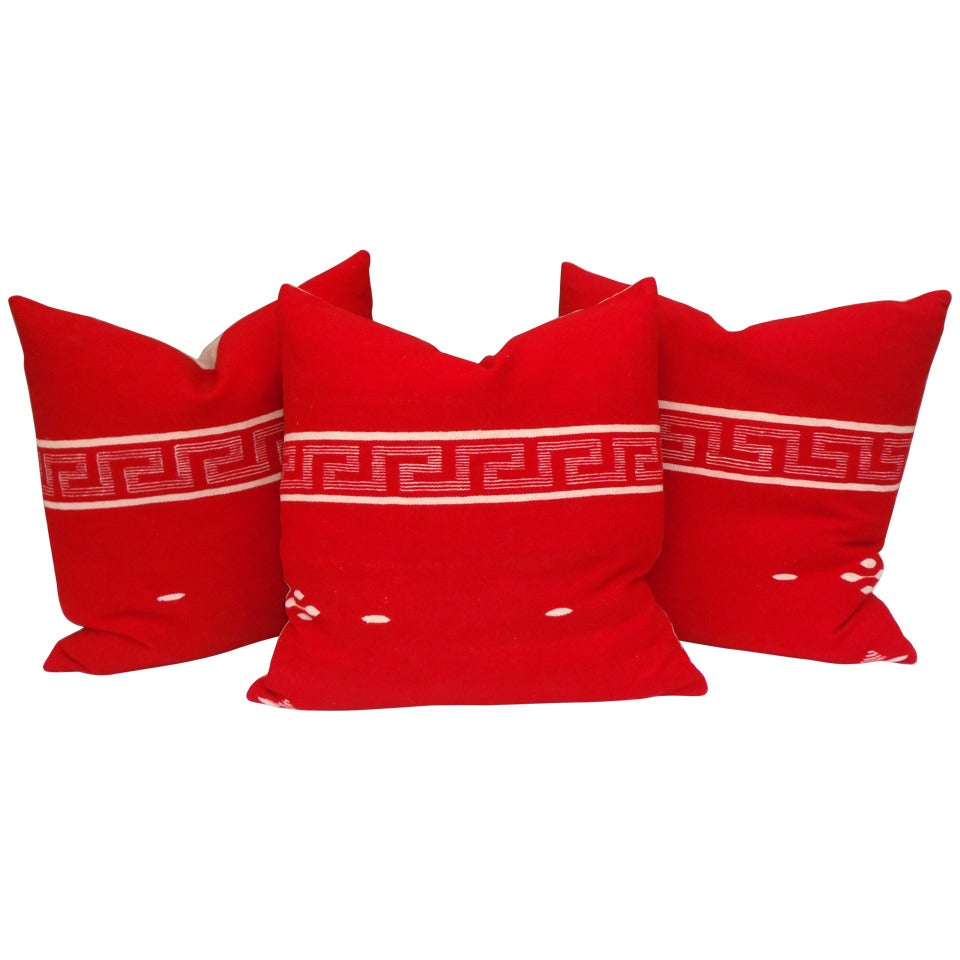 Collection of Three Brilliant Texcoco Woven Pillows