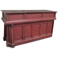 Used 19th Century Original Red Painted Store Counter or Bar from Pennsylvania