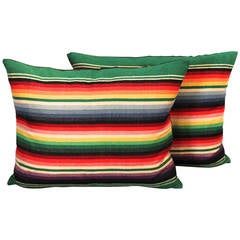 Pair of Mexican American Serape Indian Weaving Pillows