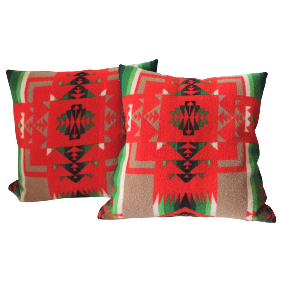 Pair of Pendleton Indian Design Blanket Pillows