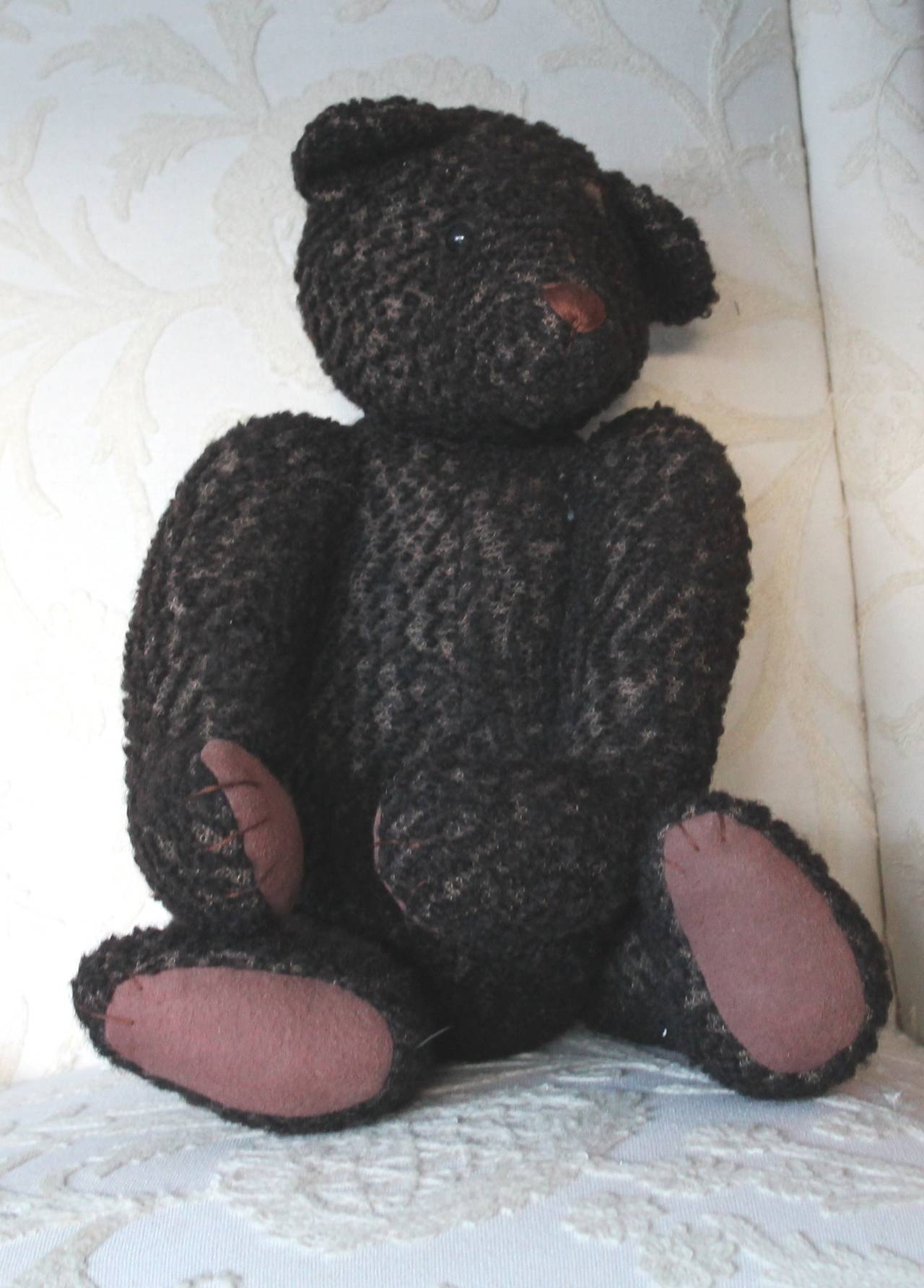 American Black Mohair Jointed Teddy Bear