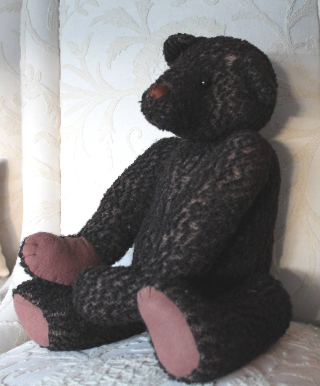 Black Mohair Jointed Teddy Bear In Excellent Condition In Los Angeles, CA