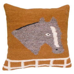 19th c. Navajo Woven Pictoral Pillow with Image of Horse