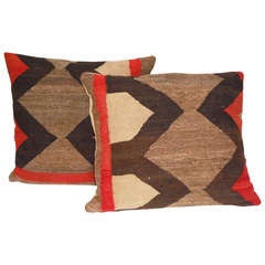 Pair of 19th Century Rare Transitional Navajo Woven Pillows