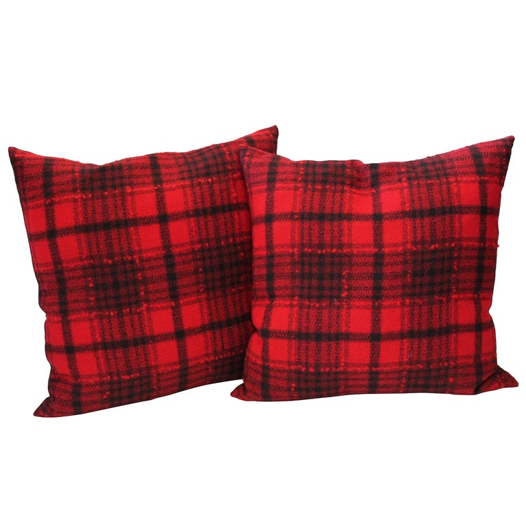 Black Plaid Pendleton Blanket Pillows Tartan Pillow Red Plaid Pillow Throw