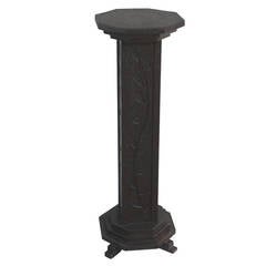 Hand-Carved and Original Untouched Alligatored Surface Pedestal or Plant Stand 8