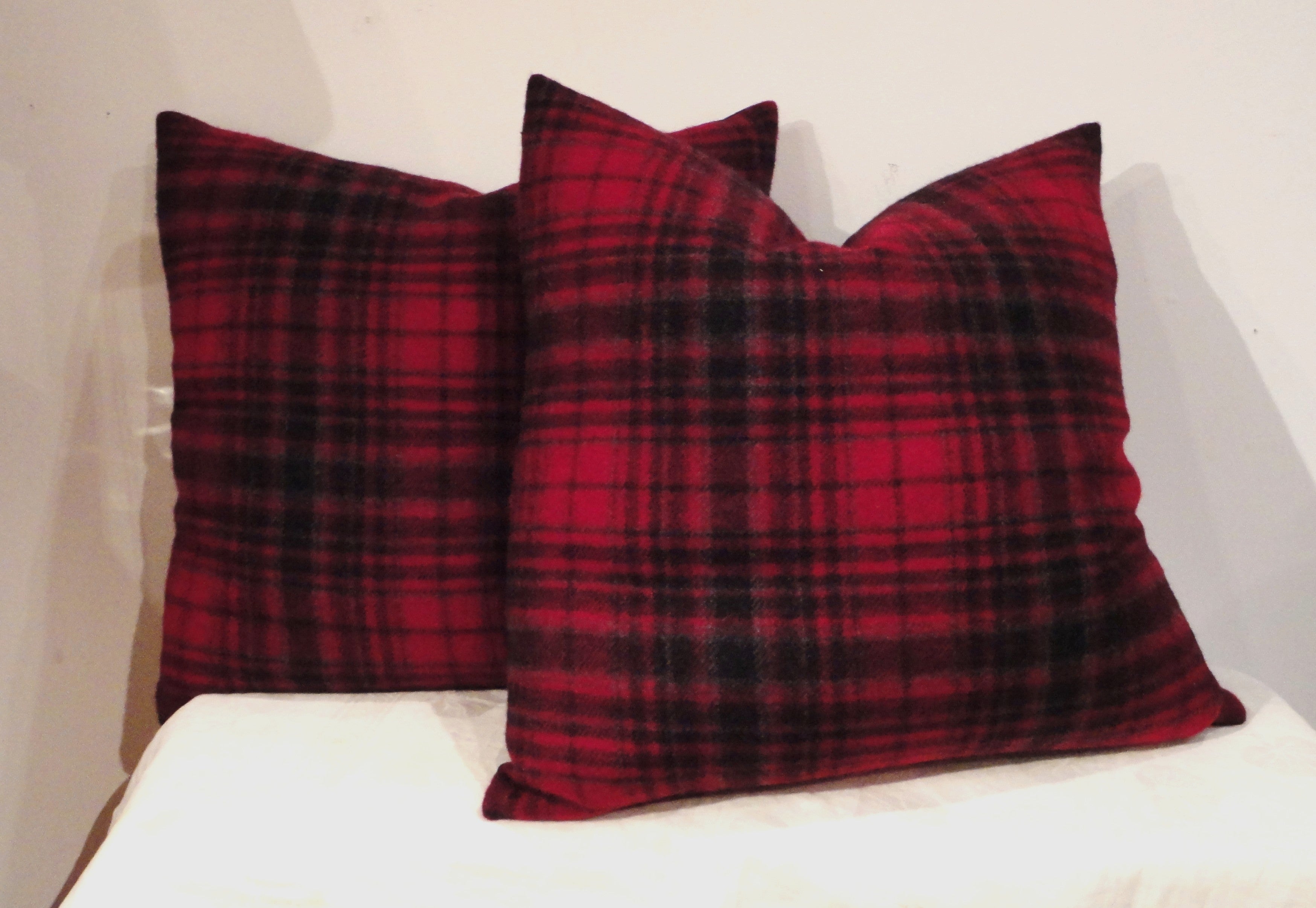 Pendleton Wool Blanket Plaid Pillows, Pair