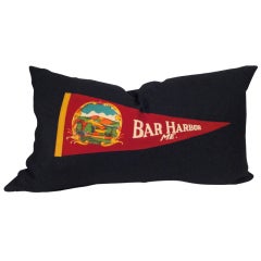 Vintage Bar Harbor, Maine Pendant Sewn on Linen Pillow