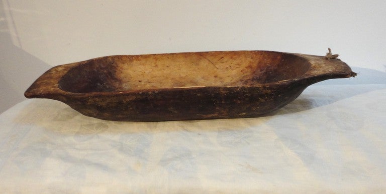 Early 19thc New England Hand Carved Dough Bowl 1