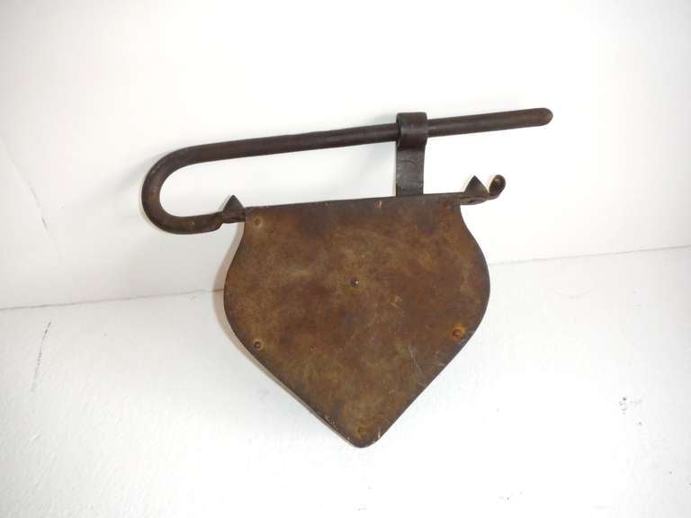 Early 18th Century Hand Forged Iron Monumental Hanging Heart Shaped Lock 1