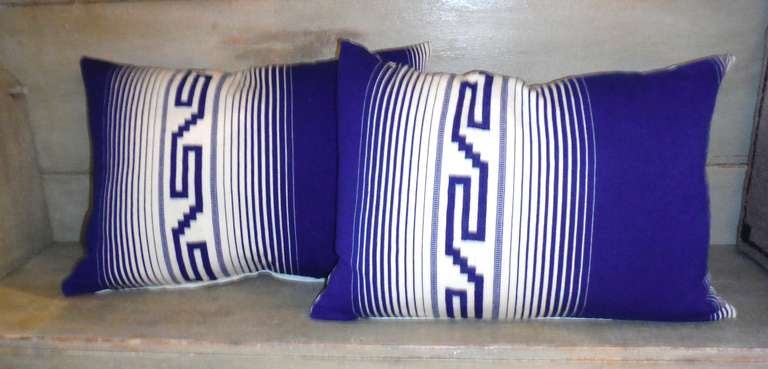 American Pair of Mexican Indian Tex Coco Weaving Bolster Pillows