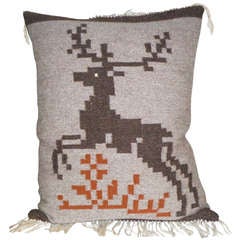 Pictorial Indian Weaving Pillow W/ Deer