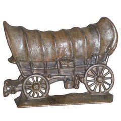 Antique Folky Stagecoach Cast Iron Doorstop