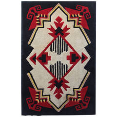 1930s Mounted Geometric Hand-Hooked Rug 9
