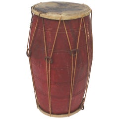 Amazing 19th Century Native American Ceremonial Drum In Original Red Paint