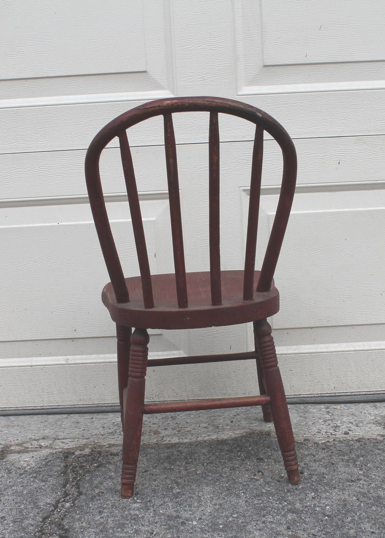 American 19th Century Original Red Painted Children's Chair For Sale