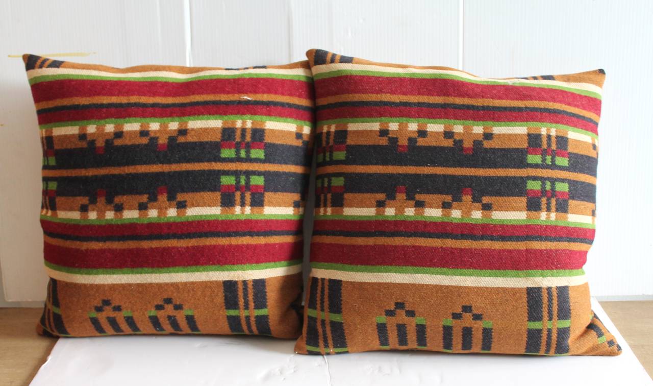 American Pair of 19th Century Horse Blanket Pillows