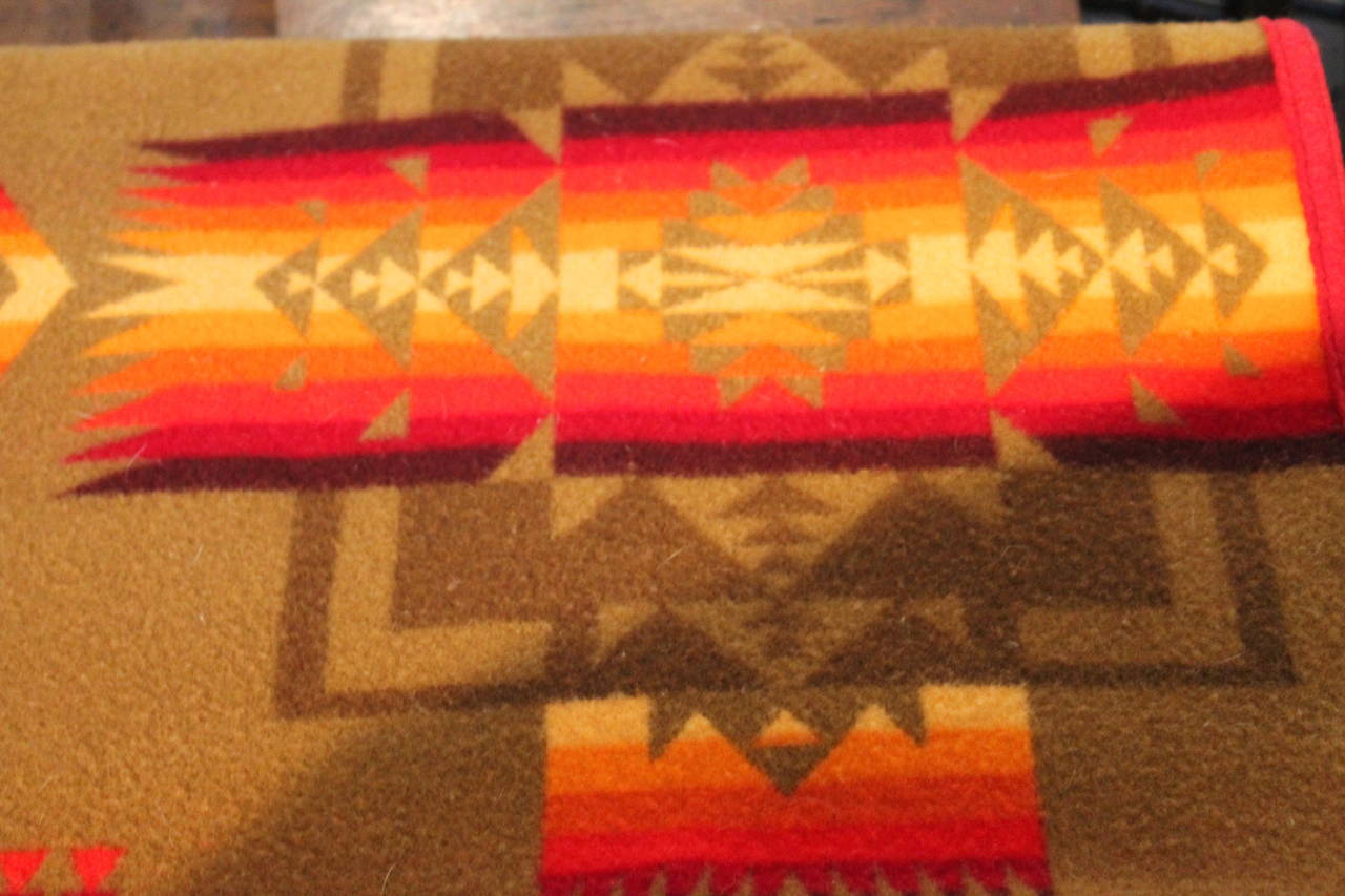 Mid-20th Century Pendleton Wool Indian Design Camp Blanket
