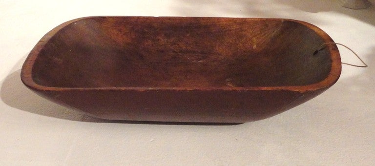 20th Century 19th Century Original Red Painted Trencher or Dough Bowl From New England