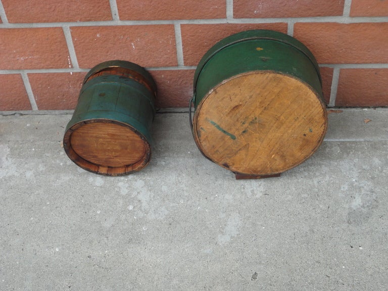 Boxwood Pair of 19thc New England Pantry Box & Sugar Furkin Bucket