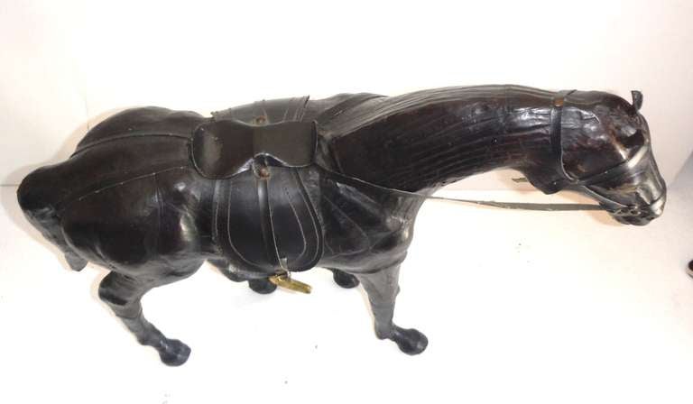 large leather horse statue