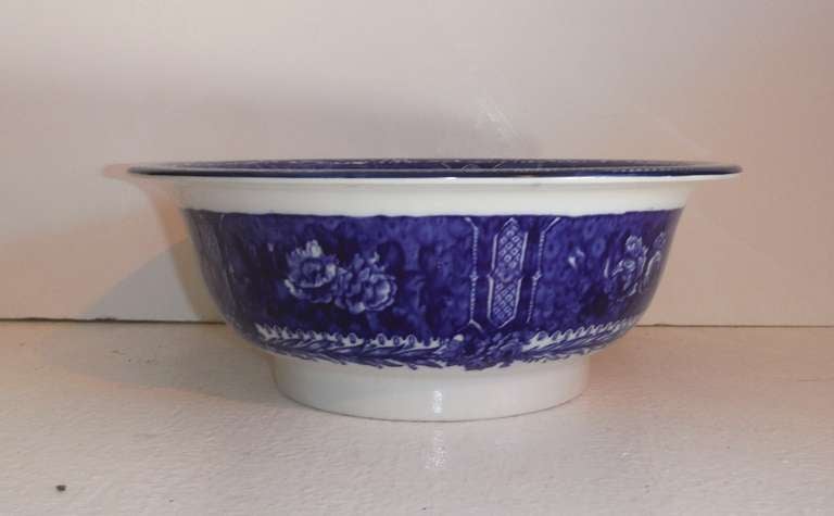 British Cauldon England Historical Flow Blue Large Serving Bowl