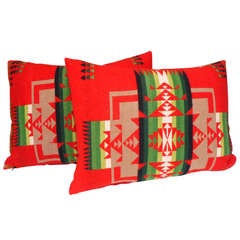 Early Pendleton Indian Design Blanket Pillows