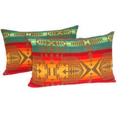 Early Pendleton Indian Design Blanket Pillows