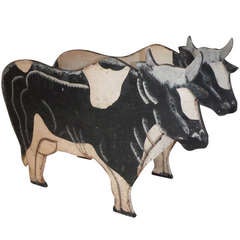 Early 20thc Folk Art Cow Planter In Original Paint