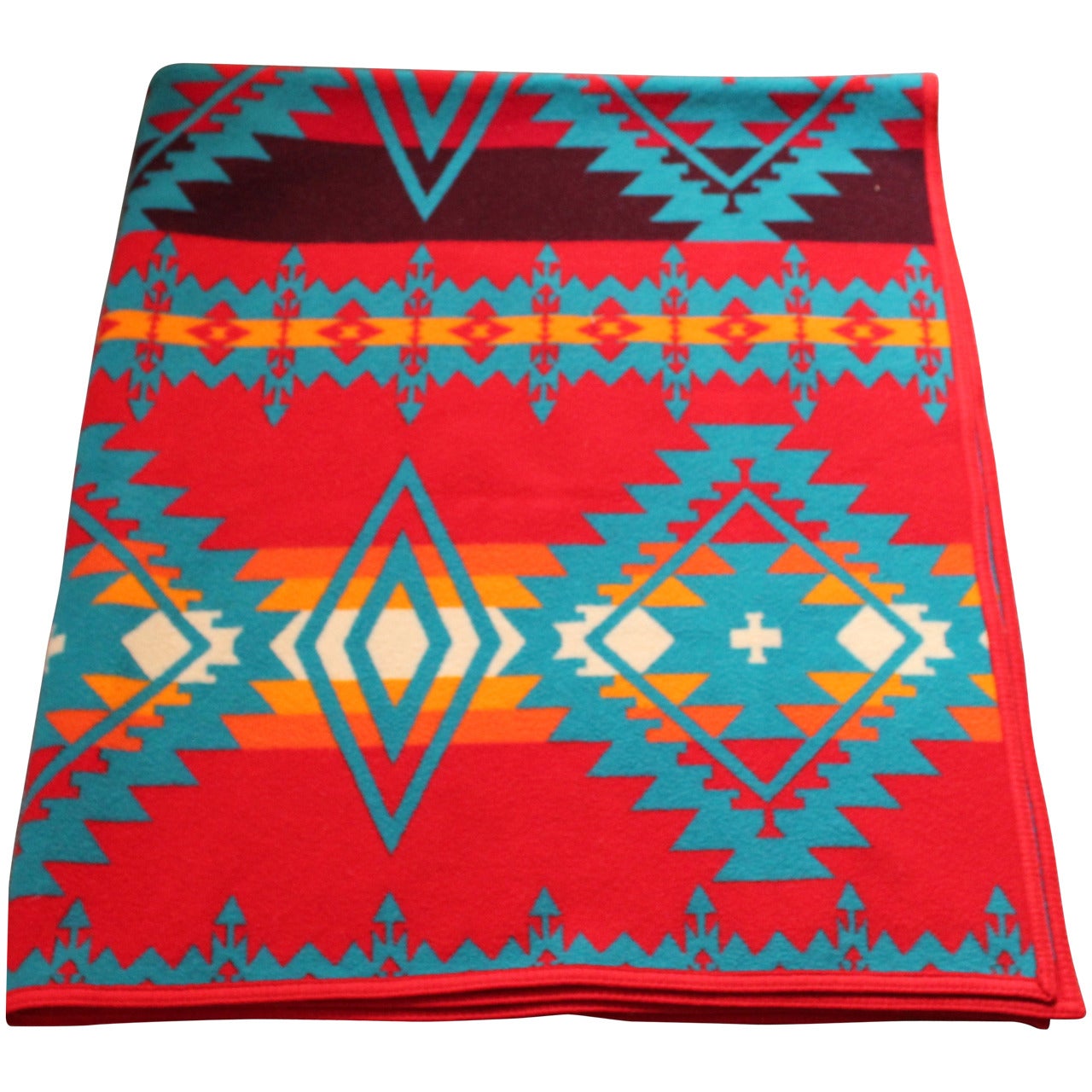 Pendleton Indian Design Camp Blanket (Red and Teal)