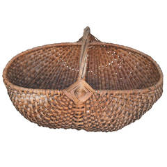 Antique Large 19th Century Handmade Gathering Basket