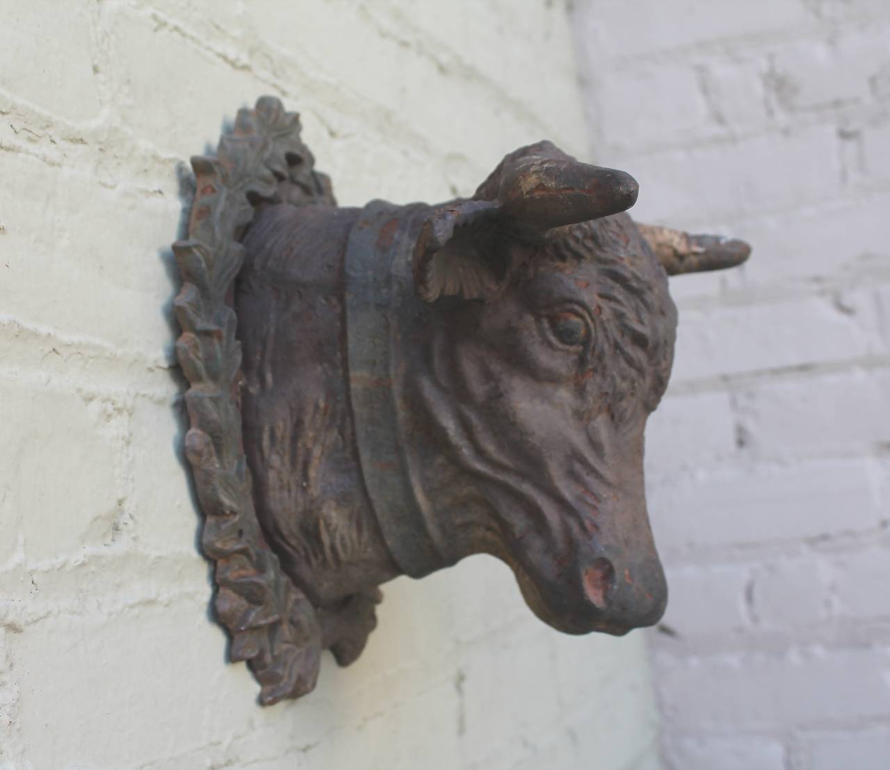 American 19th Century Cast Iron Bull's Head from a Butcher Shop Trade Sign
