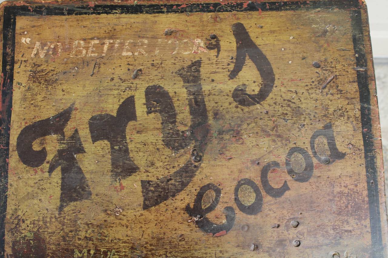Pine 19th Century Fry's Cocoa Advertising Bench in Original Paint
