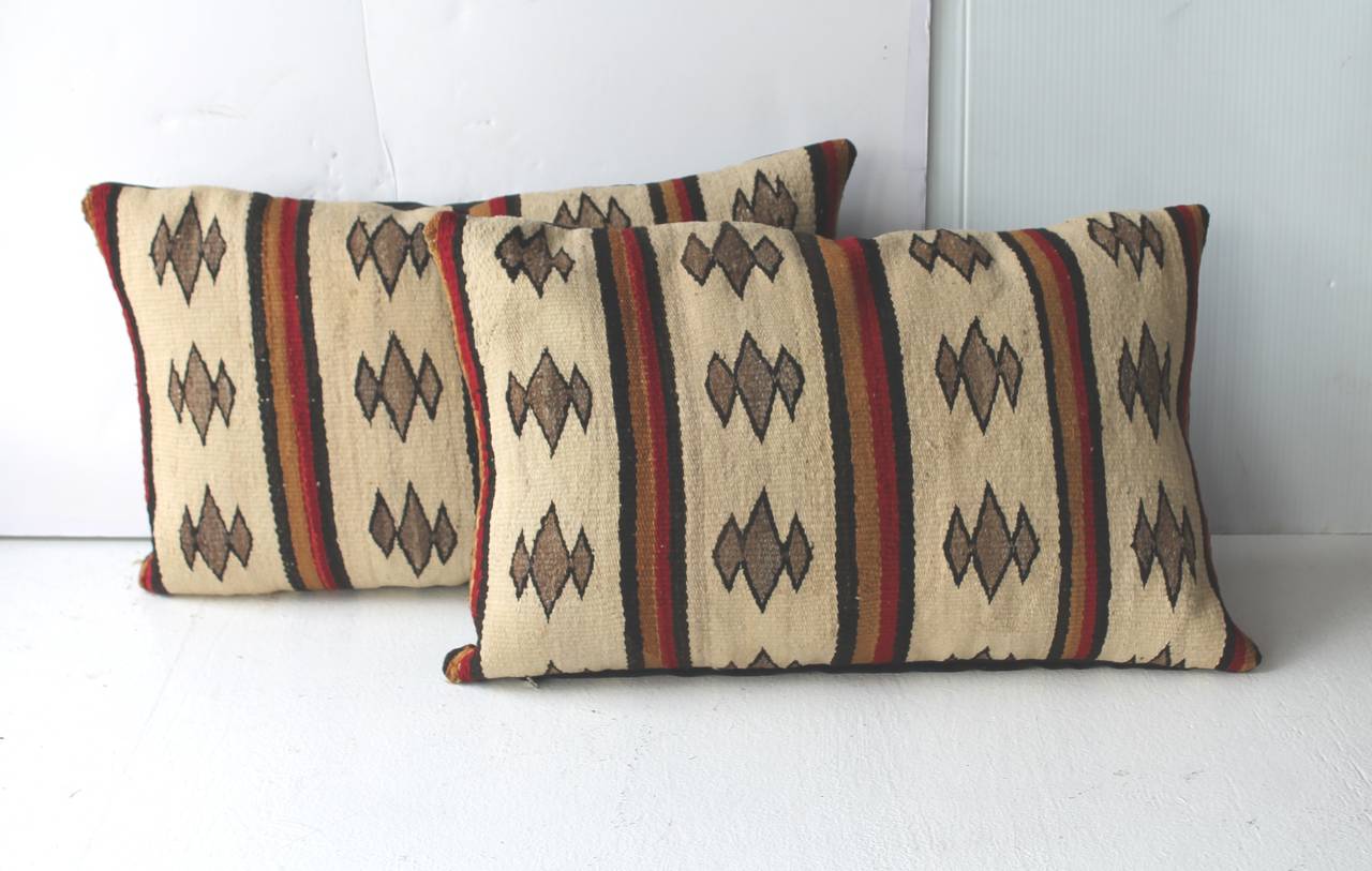Early Navajo Saddle Blanket Weaving Bolster Pillows