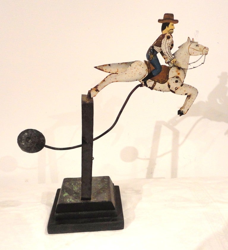 20th Century Amazing Early 20thc Cowboy on Horse Target Shoot